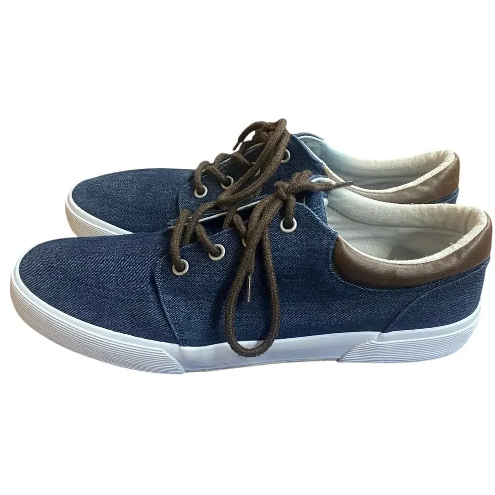 St Johns Bay Byrce Mens Canvas Shoes 10M Navy Blue Lace Up Low Top Sneakers